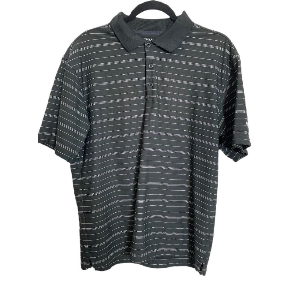 Nike Fit-Dry Men's Golf Shirt Short Sleeve Size Medium Black & White Striped